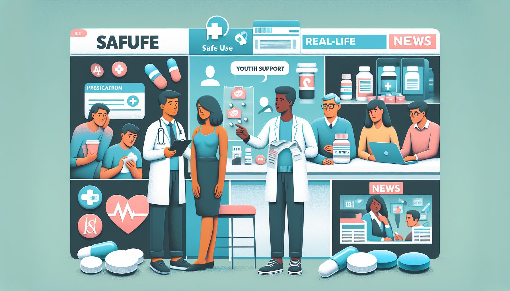Infographic showing Sildenafil’s mechanism, uses, and youth support resources